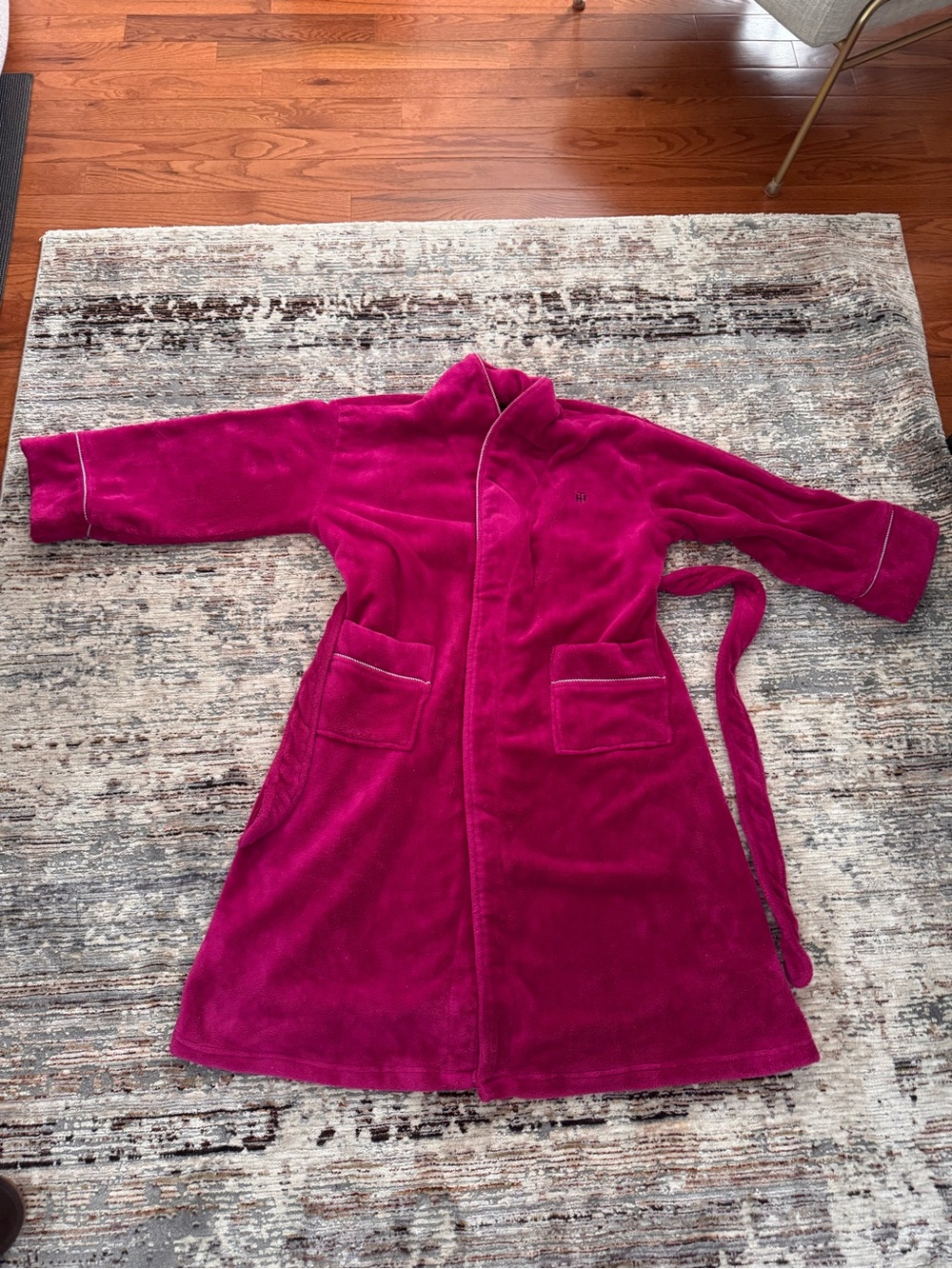 Tommy Hilfiger Fuchsia Plush Belted Lounge Robe